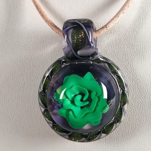 Brilliant green rose pendant