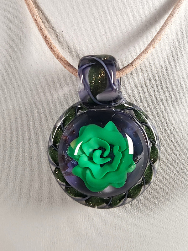 Brilliant green rose pendant