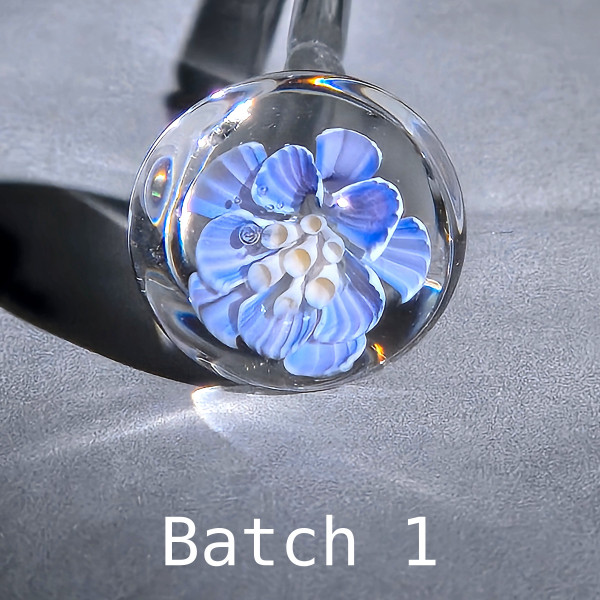 Light Blue Dahlia, 3D Murrine cane, BORO 33COE